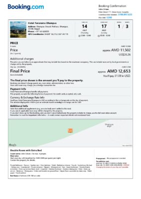 Editable Nepal Hotel Booking Form Template | Fillable PDF