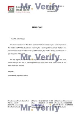 Download Netherlands Amsterdam Trade Bank Reference Letter Templates Editable Word