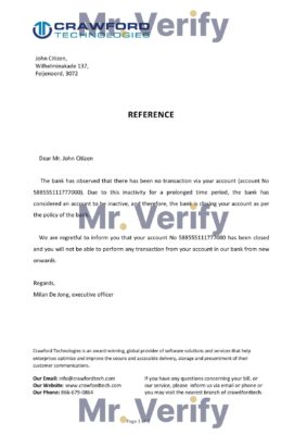 Download Netherlands Crawford Bank Reference Letter Templates Editable Word