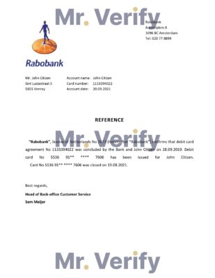 Download Netherlands Rabobank Bank Reference Letter Templates Editable Word