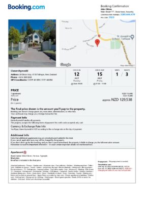 Editable New Zealand Hotel Booking Form Template | Fillable PDF