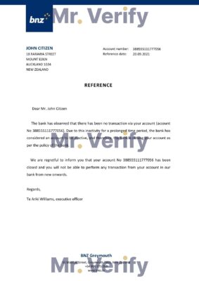 Download New Zealand BNZ Bank Reference Letter Templates Editable Word
