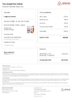 Editable Nicaragua Hotel Booking Form Template | Fillable PDF