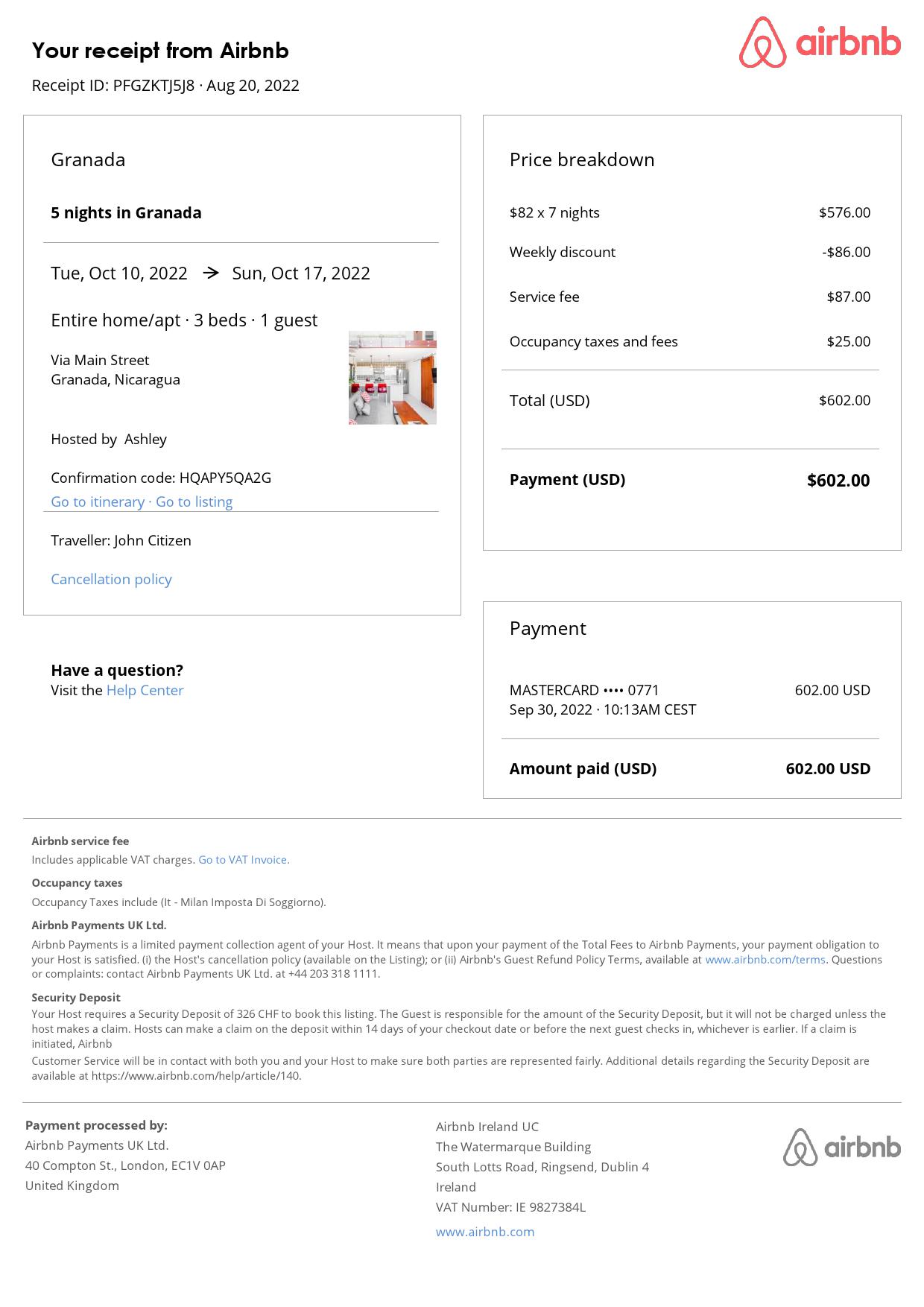 Editable Nicaragua Hotel Booking Form Template | Fillable PDF