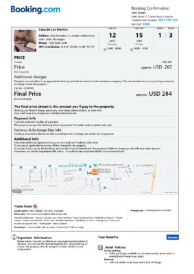 Editable Nicaragua Hotel Booking Form Template | Fillable PDF