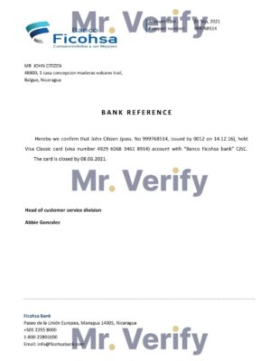 Download Nicaragua Banco Ficohsa Bank Reference Letter Templates Editable Word