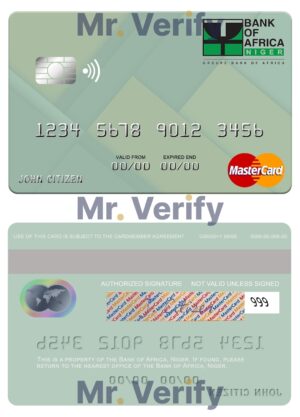 Editable Niger Bank of Africa mastercard Templates in PSD Format