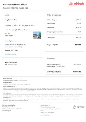 Editable Nigeria Hotel Booking Form Template | Fillable PDF