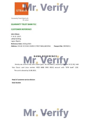 Download Nigeria GTBank Bank Reference Letter Templates | Editable Word