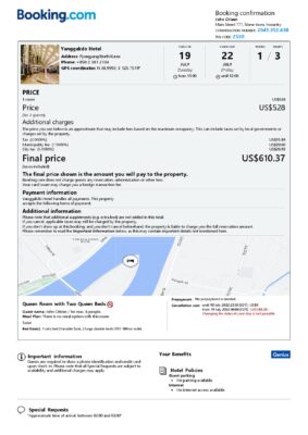 Editable North Korea Hotel Booking Form Template | Fillable PDF