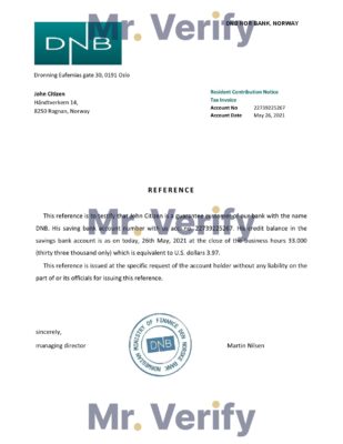 Download Norway DNB Nor Bank Reference Letter Templates | Editable Word
