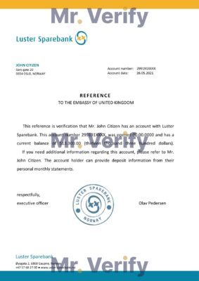 Download Norway Luster Sparebank Bank Reference Letter Templates | Editable Word