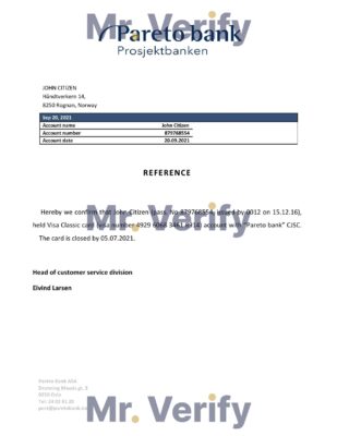 Download Norway Pareto Bank Reference Letter Templates Editable Word