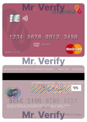 Editable Pakistan Al Baraka Bank mastercard Templates in PSD Format