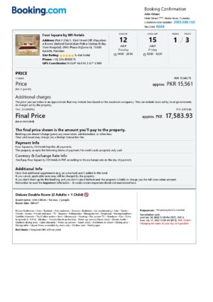 Editable Pakistan Hotel Booking Form Template | Fillable PDF