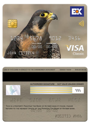 Editable Pakistan The bank of Khyber visa classic card Templates in PSD Format