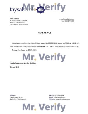 Download Pakistan Faysalbank Bank Reference Letter Templates Editable Word