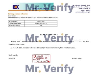 Download Pakistan Khyber Bank Reference Letter Templates | Editable Word