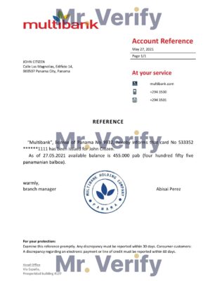 Download Panama Multibank Bank Reference Letter Templates | Editable Word
