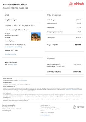 Editable Paraguay Hotel Booking Form Template | Fillable PDF