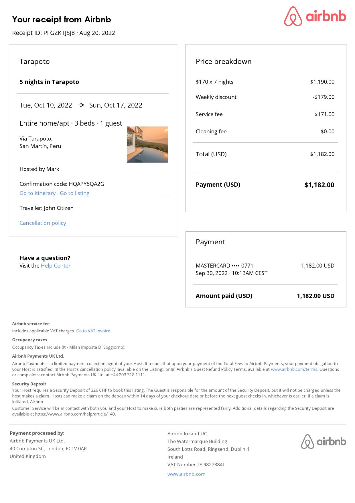 Editable Peru Hotel Booking Form Template | Fillable PDF