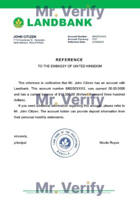Download Philippines Landbank Bank Reference Letter Templates | Editable Word