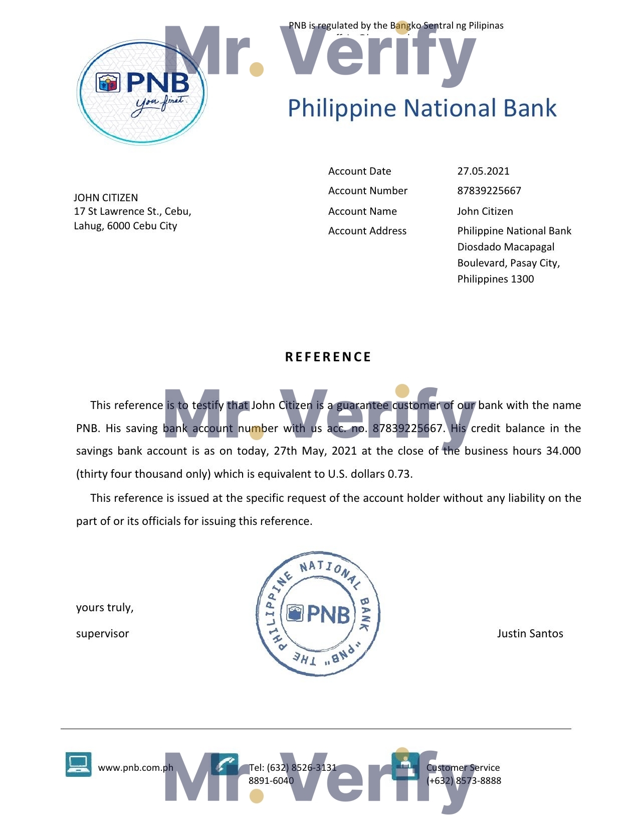 Download Philippines Philippine National Bank Reference Letter Templates | Editable Word