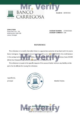 Download Portugal Banco Carregosa Bank Reference Letter Templates | Editable Word