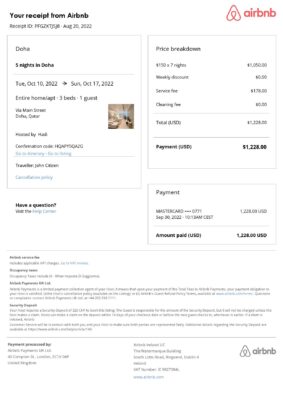 Editable Qatar Hotel Booking Form Template | Fillable PDF