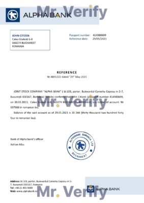 Download Romania Alpha Bank Reference Letter Templates | Editable Word