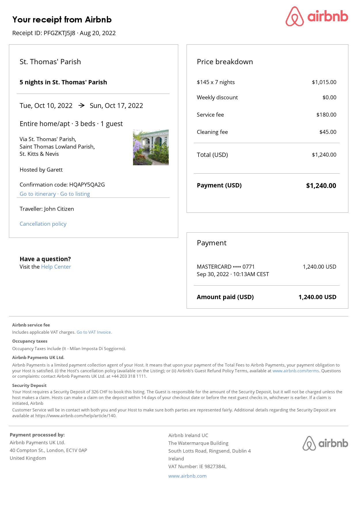 Editable Saint Kitts and Nevis Hotel Booking Form Template | Fillable PDF