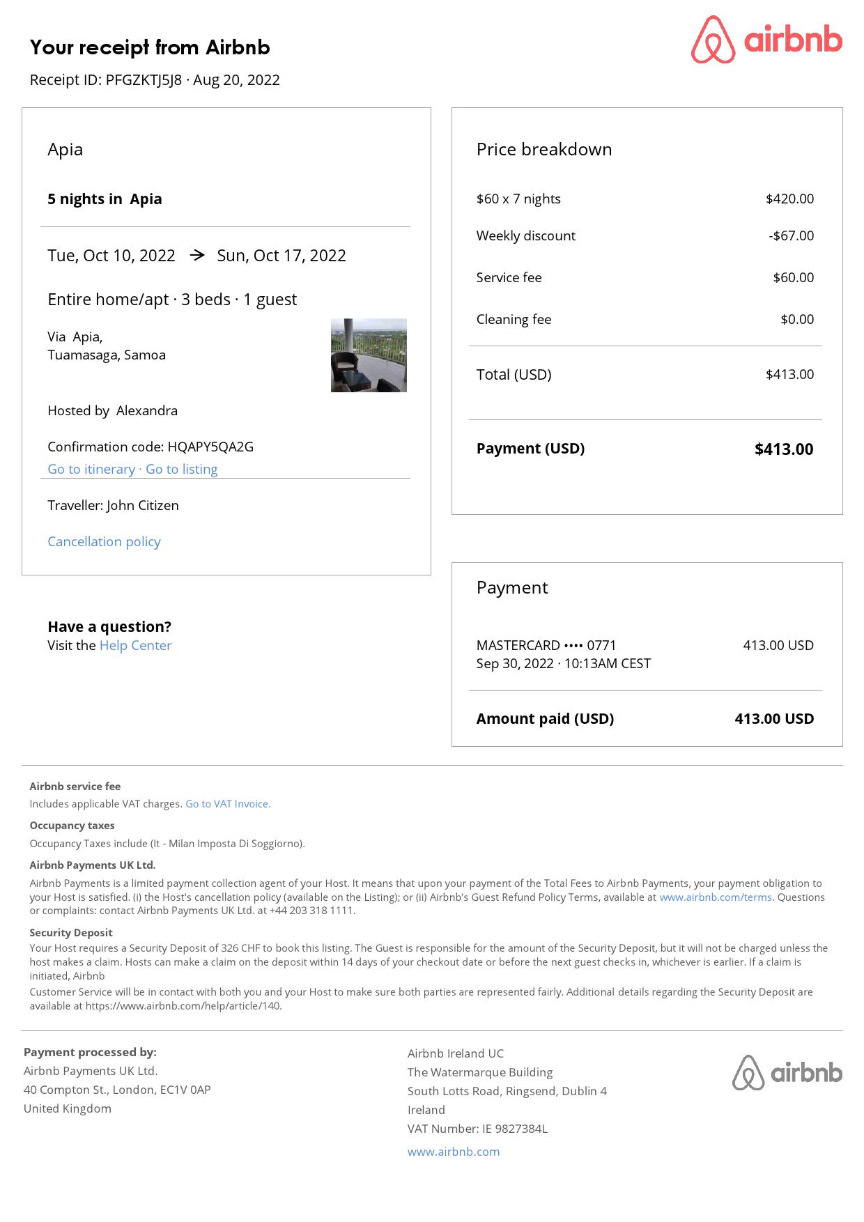 Editable Samoa Hotel Booking Form Template | Fillable PDF