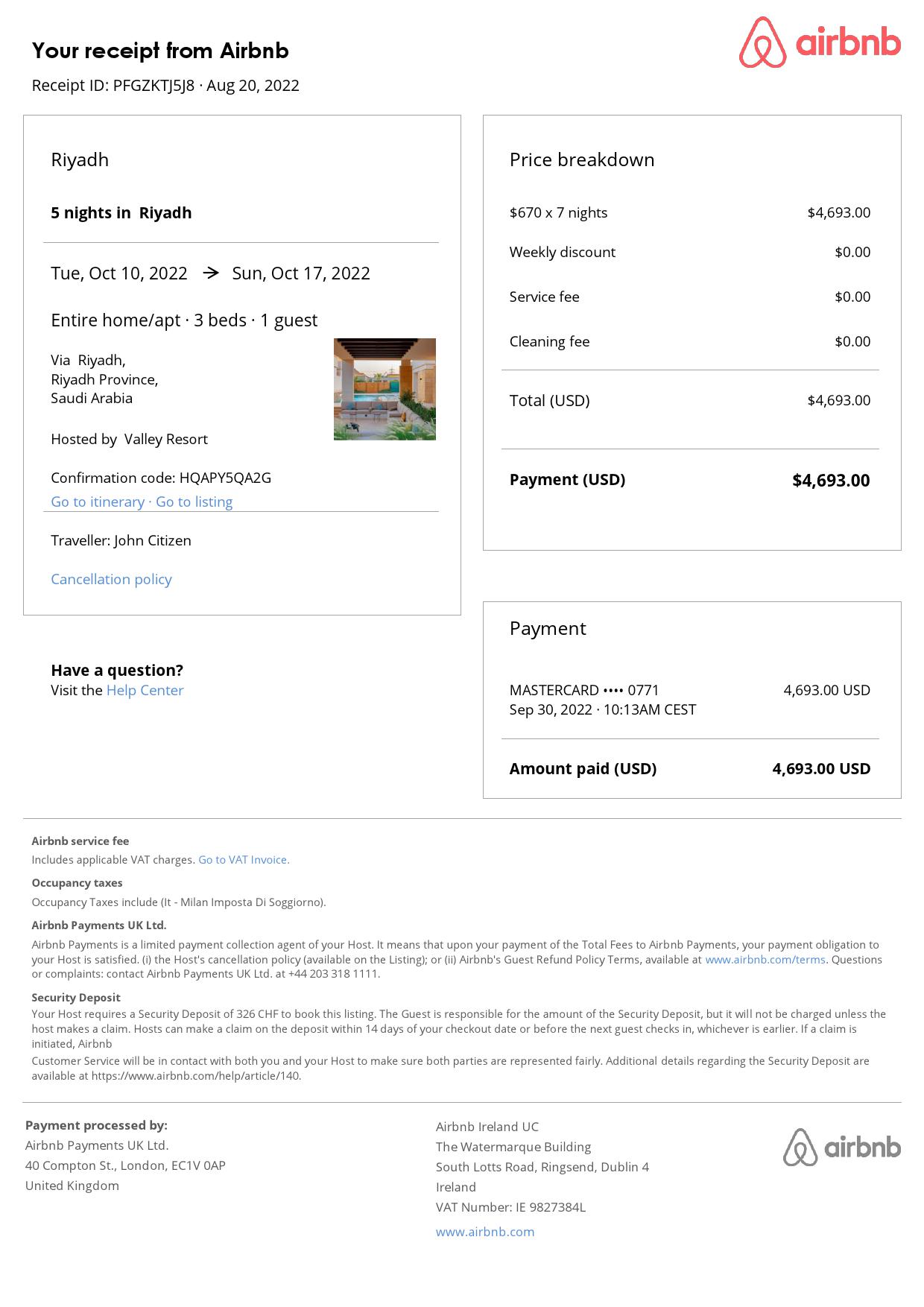 Editable Saudi Arabia Hotel Booking Form Template | Fillable PDF