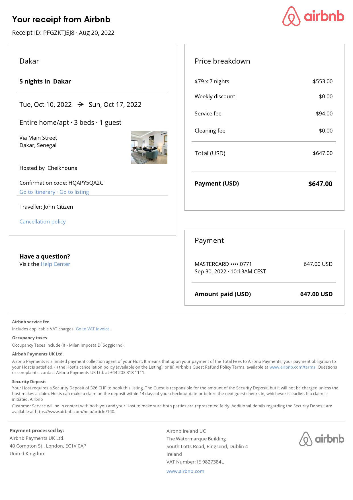 Editable Senegal Hotel Booking Form Template | Fillable PDF