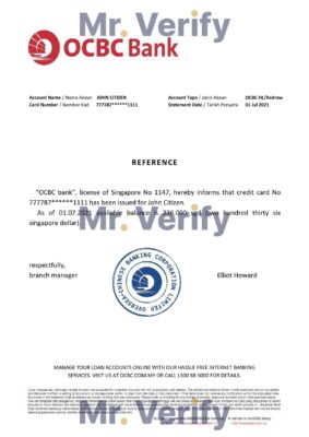 Download Singapore OCBC Bank Reference Letter Templates | Editable Word