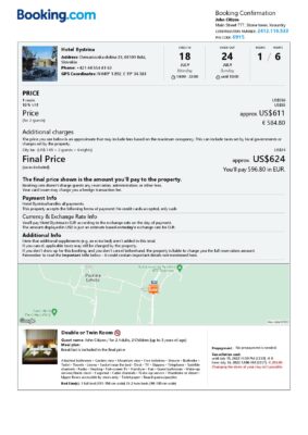 Editable Slovakia Hotel Booking Form Template | Fillable PDF
