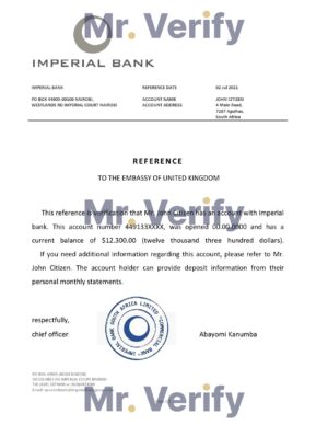 Download South Africa Imperial Bank Reference Letter Templates | Editable Word