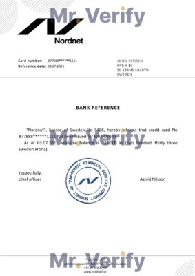 Download Sweden Nordnet Bank Reference Letter Templates | Editable Word