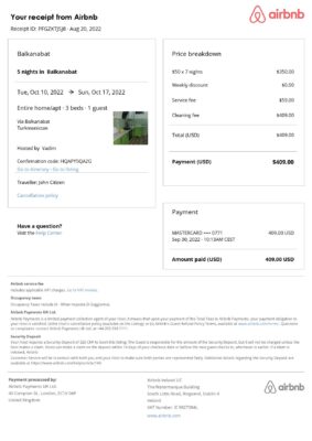 Customizable Turkmenistan Airbnb Reservation Template | Word & PDF Formats