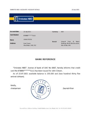 Download UAE Emirates NBD Bank Reference Letter Templates | Editable Word
