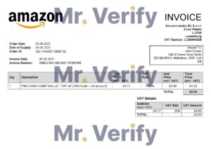 England Editable Templates 1 High-Quality United Kingdom Amazon American multinational technology company Invoice Template PDF | Fully Editable