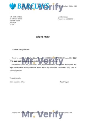 England Editable Templates 8 Download United Kingdom Barclays Bank Reference Letter Templates | Editable Word
