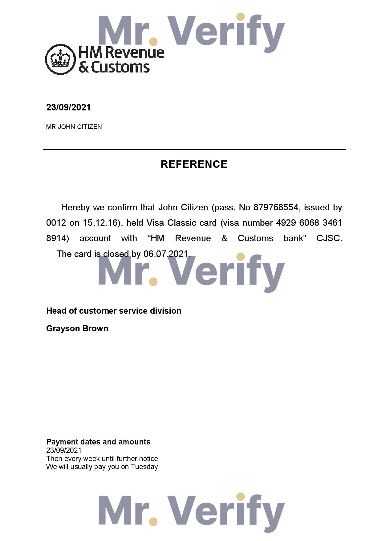 Download United Kingdom HM Revenue & Custom Bank Reference Letter Templates | Editable Word