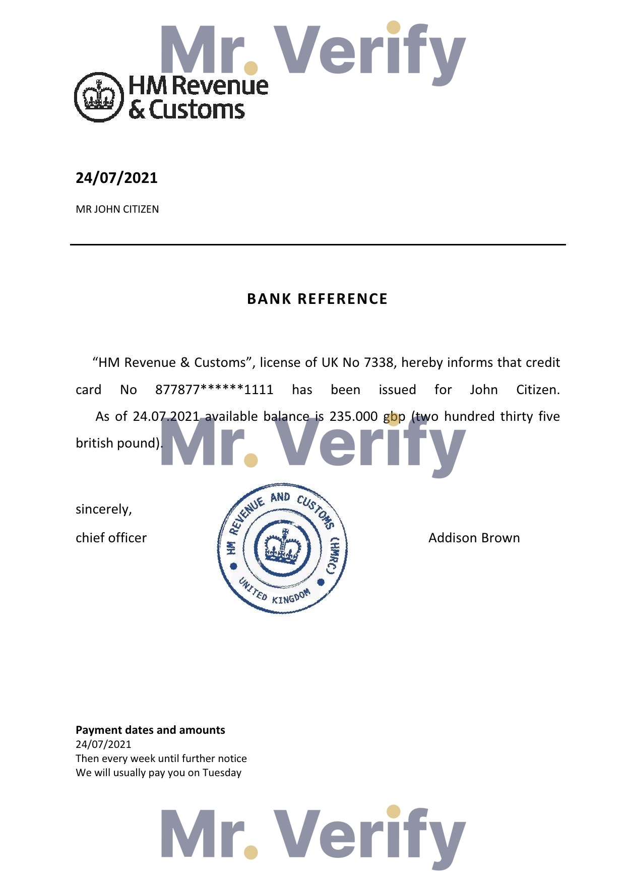 Download United Kingdom HM Revenue & Customs Bank Reference Letter Templates | Editable Word