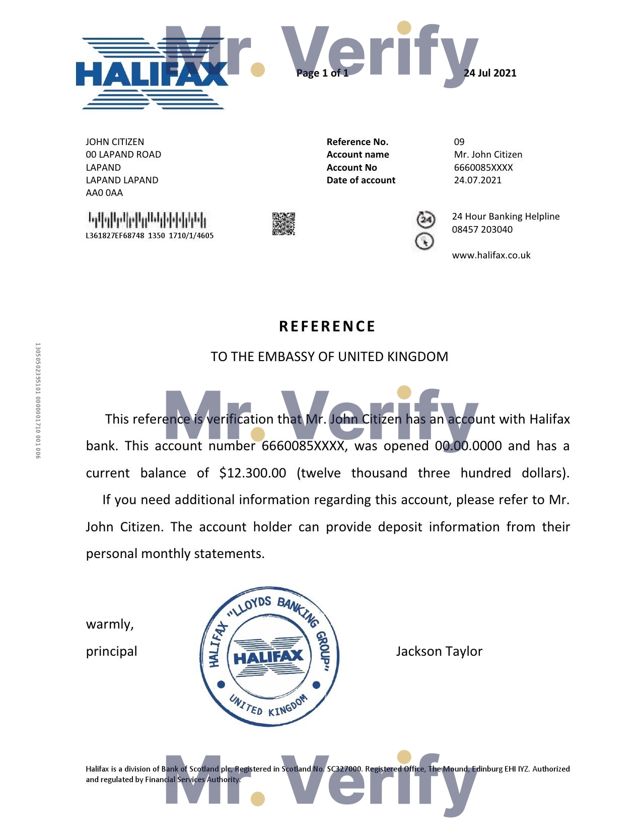 Download United Kingdom Halifax Bank Reference Letter Templates | Editable Word