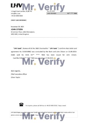 Download United Kingdom LHV Bank Reference Letter Templates Editable Word