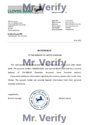 Download United Kingdom Lloyds Bank Reference Letter Templates | Editable Word