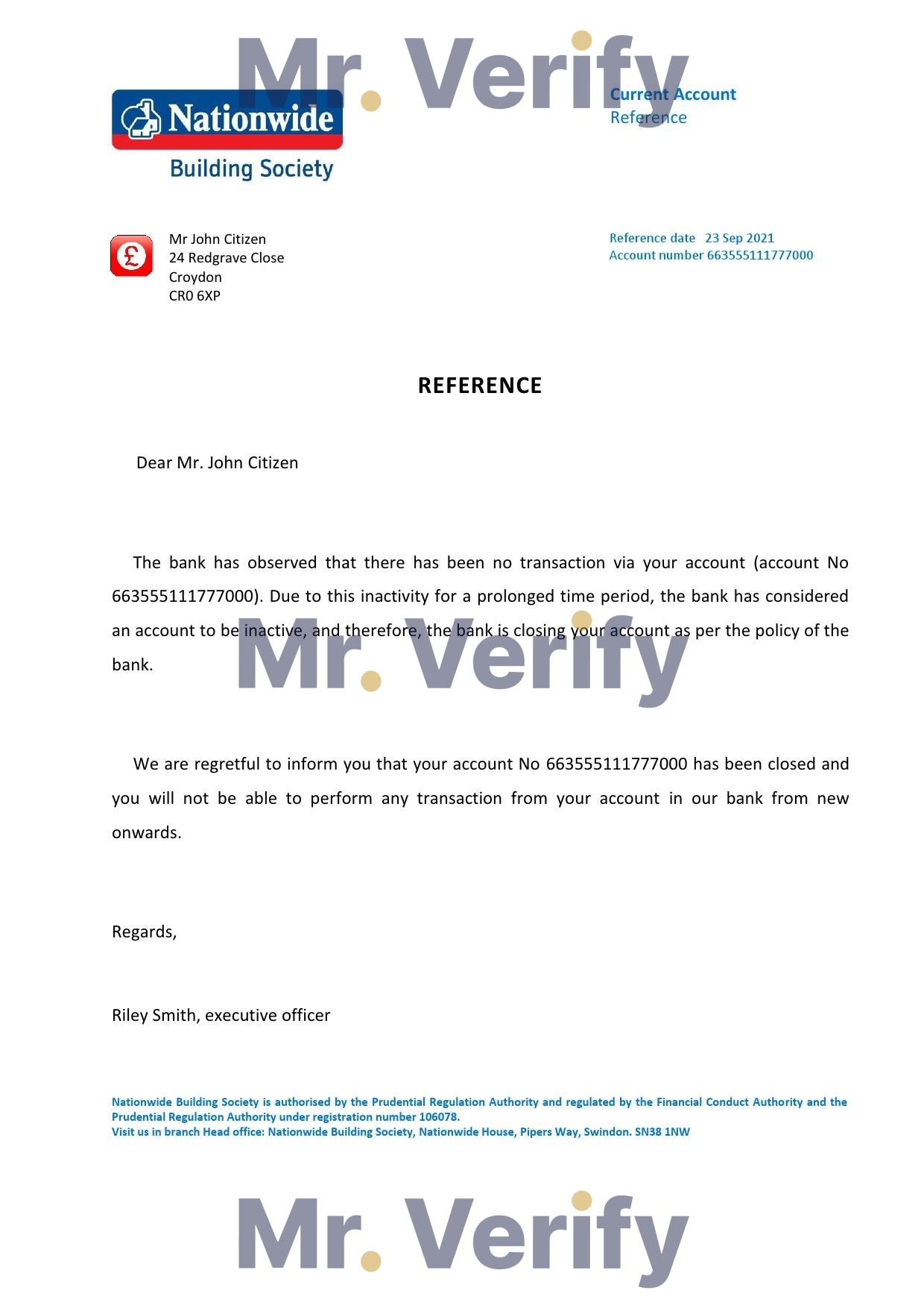 Download United Kingdom Nationwide Bank Reference Letter Templates | Editable Word