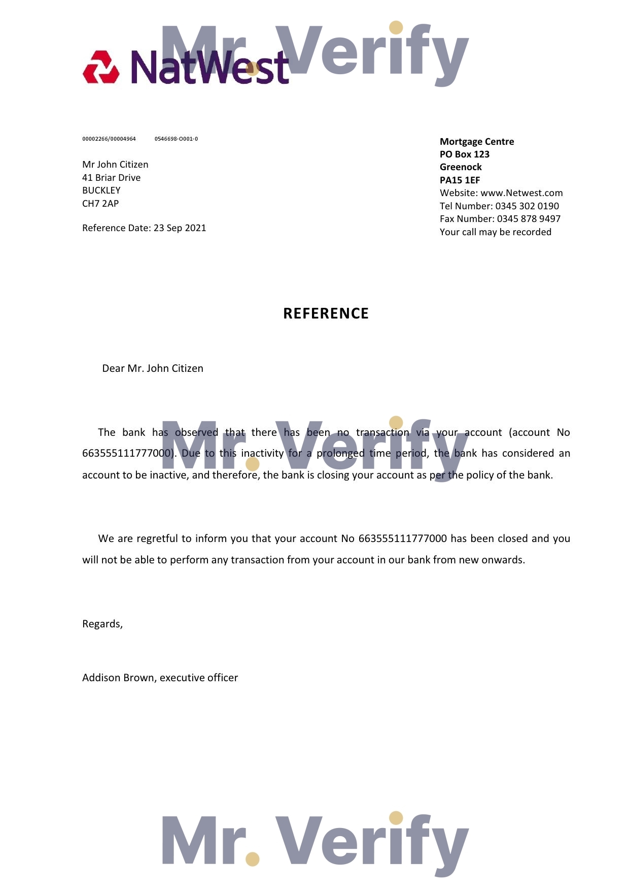 Download United Kingdom Natwest Bank Reference Letter Templates | Editable Word