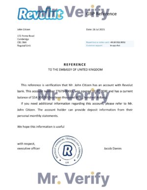 Download United Kingdom Revolut Bank Reference Letter Templates | Editable Word